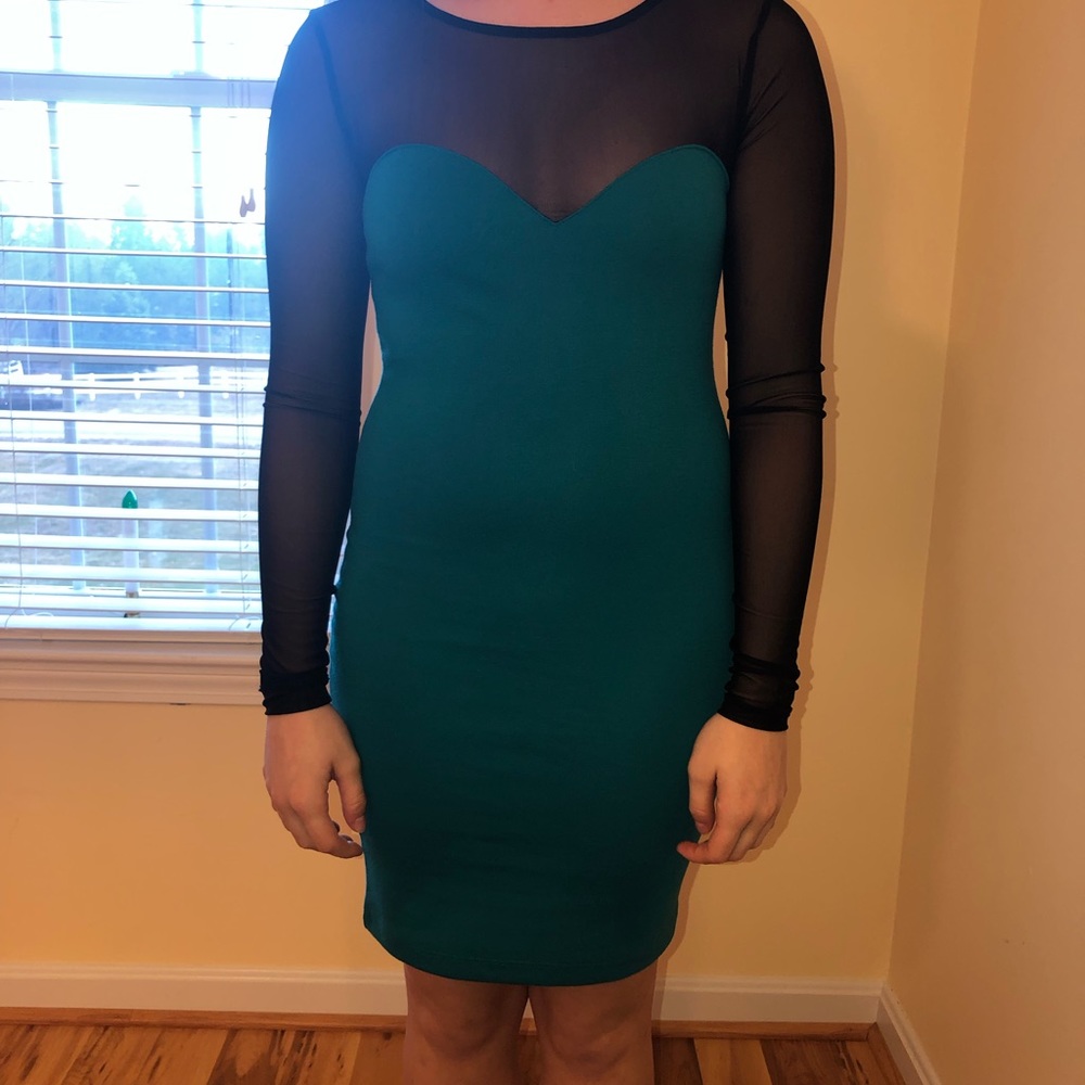 Turquoise homecoming dress.